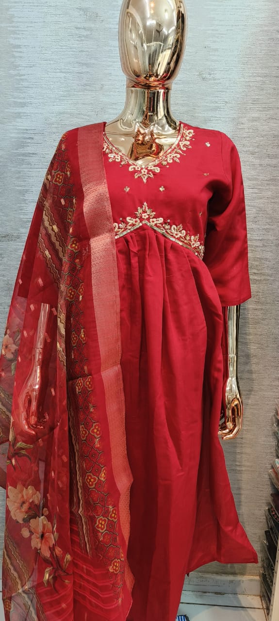 Virat Roman Silk Kurti With Bottom Dupatta catalog